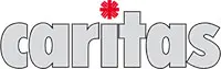 Logo von Caritas mit rotem Kreuz über dem Schriftzug 'caritas' in grauer Schrift.