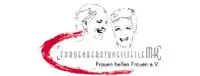 Logo der Frauenberatung mit zwei stilisierten Gesichtern und rotem Akzent.