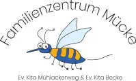 Logo des Familienzentrums Mücke mit einer stilisierten Mücke und dem Schriftzug.