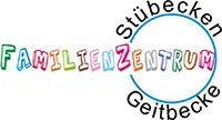 Buntes Logo des Familienzentrums Stübecken Geitbecke mit dem Schriftzug 'Familienzentrum'.